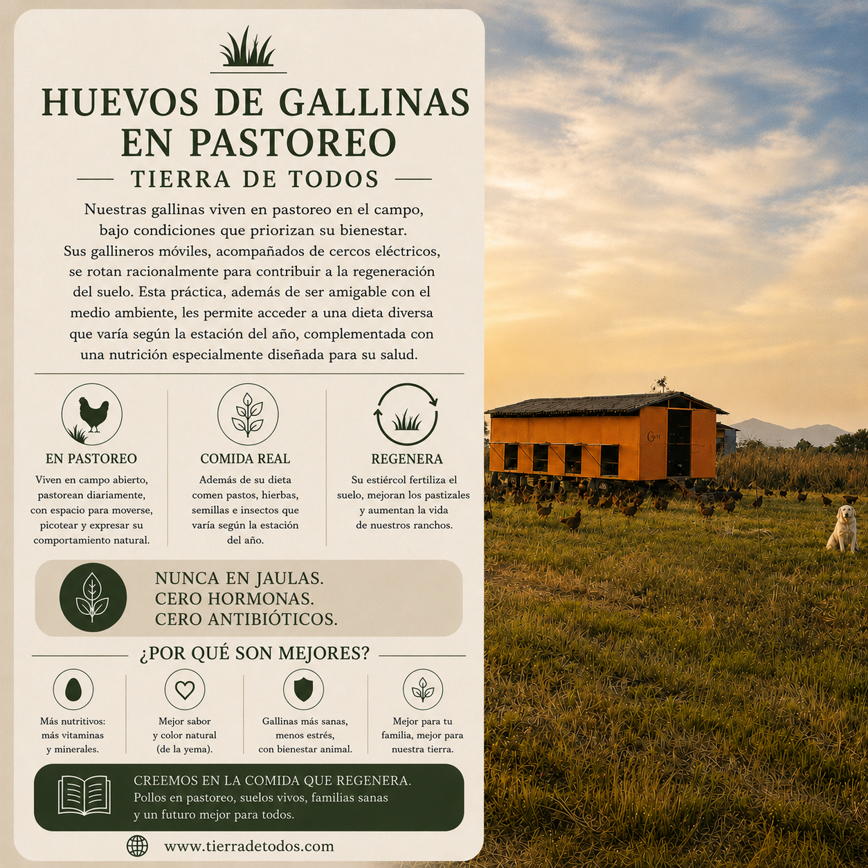 Huevo, en docenera, de gallinas de pastoreo