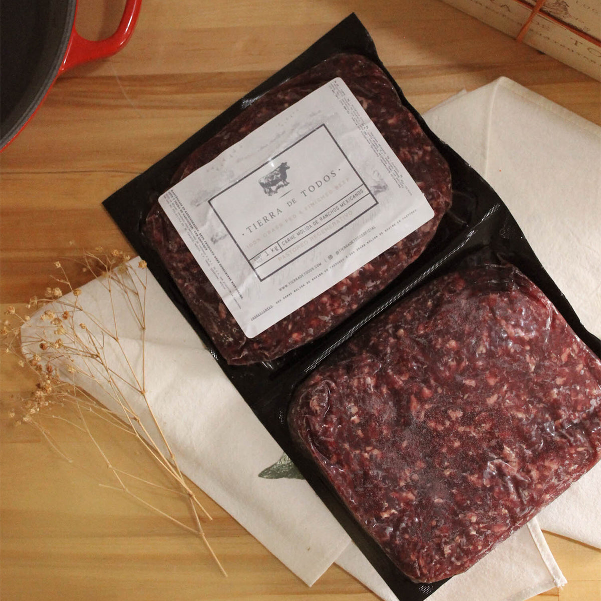 Carne molida de res, 1 kg, de pastoreo regenerativo