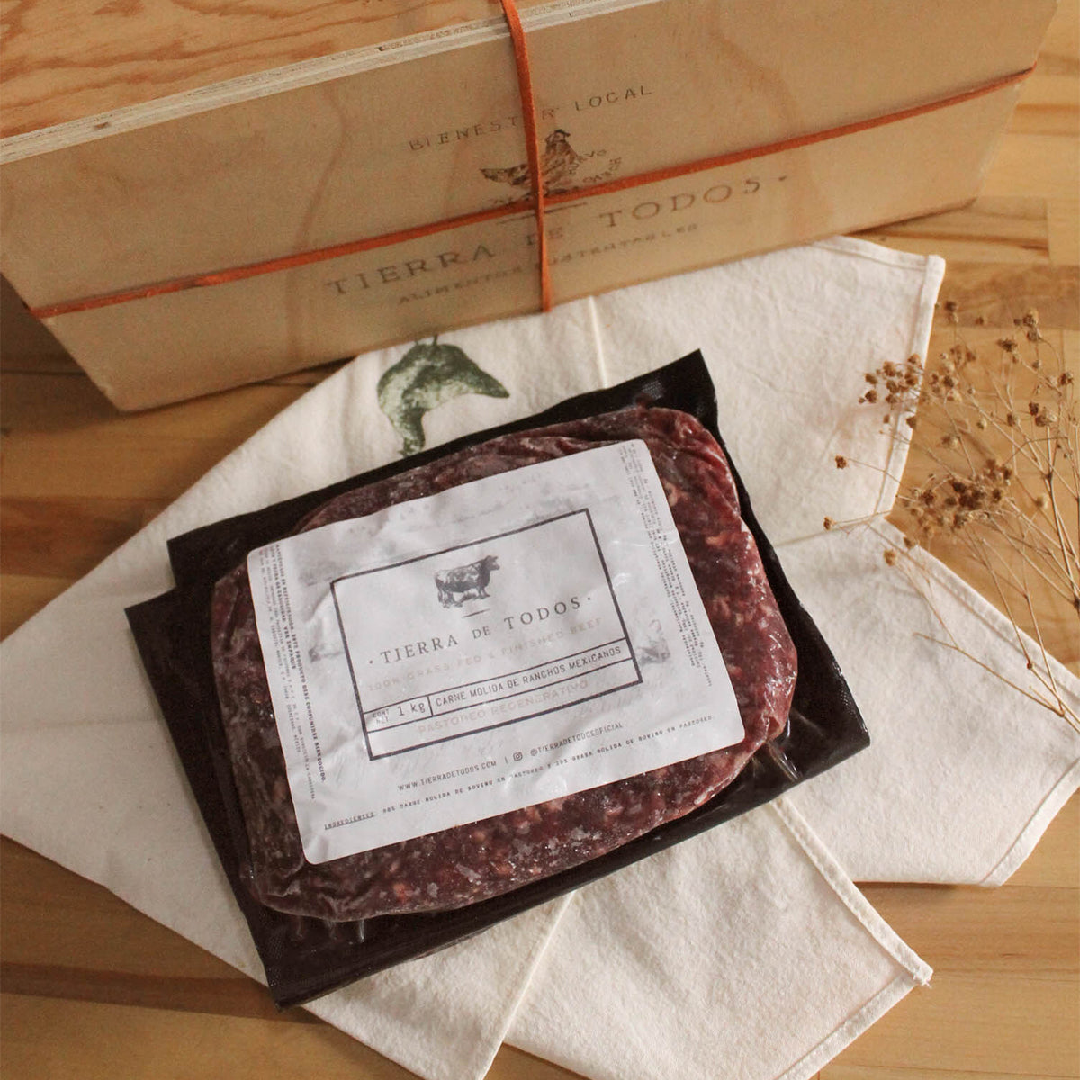 Carne molida de res, 1 kg, de pastoreo regenerativo